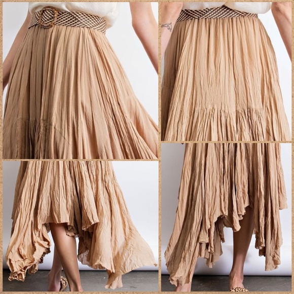 EASEL Crinkled Chiffon Overlay Uneven Hem Midi-Maxi Skirt or Tube Dress Lined - Picture 14 of 14